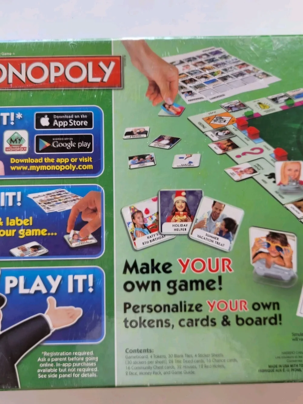 Hasbro My Monopoly Photo Custom Board Game Blue Red Green